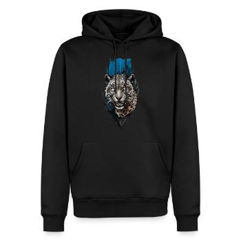 Jaguar aux yeux bleus : Mystical Wilderness - Sweat à capuche Premium bio Homme - noir - Devant - Nico (187cm)