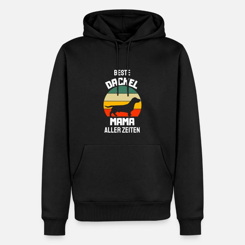 Retro Dackel Mama - Männer Premium Bio Hoodie - Schwarz