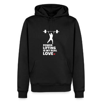 Ich Liebe Powerlifting - Männer Premium Bio Hoodie - Schwarz - Vorne - Nico (187cm)