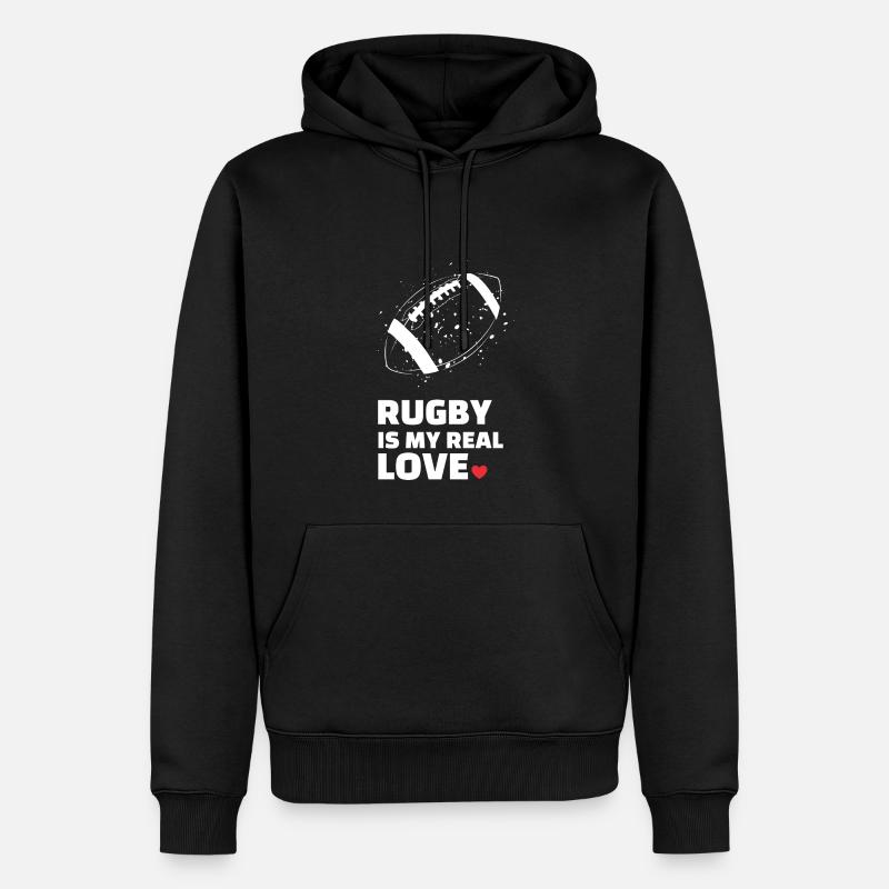 J’adore le rugby - Sweat à capuche Premium bio Homme - noir