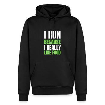 Je cours parce que j’aime beaucoup la nourriture Runner Gift - Sweat à capuche Premium bio Homme - noir - Devant - Nico (187cm)