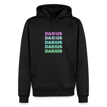 Prénom pour Darius Darius Nom - Sweat à capuche Premium bio Homme - noir - Devant - Nico (187cm)