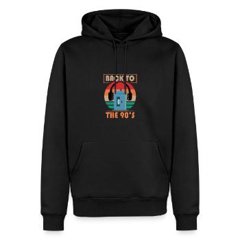 Walkman Retour aux années 90 - Idée cadeau - Sweat à capuche Premium bio Homme - noir - Devant - Nico (187cm)