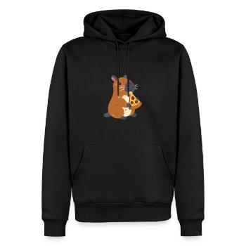 Capybara à la pizza - Sweat à capuche Premium bio Homme - noir - Devant - Nico (187cm)