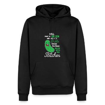 Mal mich grün und nenn mich eine Gurke - Männer Premium Bio Hoodie - Schwarz - Vorne - Nico (187cm)