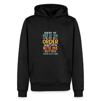 Mein Nizza-Knopf ist nicht in Ordnung - Männer Premium Bio Hoodie - Schwarz - Vorne - Nico (187cm)