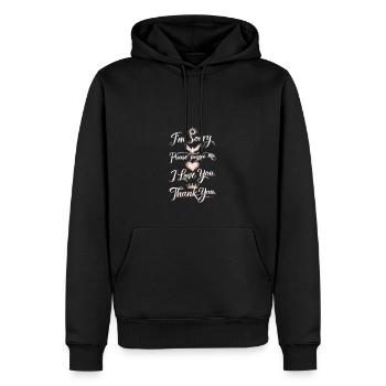 I'm Sorry, Forgive Me, I Love You, Thank You - 2 - Men’s Premium Organic Hoodie - black - Front - Nico (187cm)