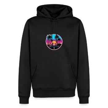 Route des palmiers au coucher du soleil. - Sweat à capuche Premium bio Homme - noir - Devant - Nico (187cm)