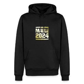 Malle 2024 Or - Sweat à capuche Premium bio Homme - noir - Devant - Nico (187cm)