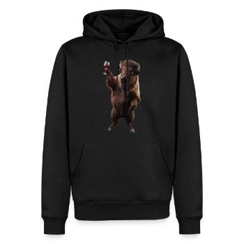 Bison Wein - Männer Premium Bio Hoodie - Schwarz - Vorne - Nico (187cm)