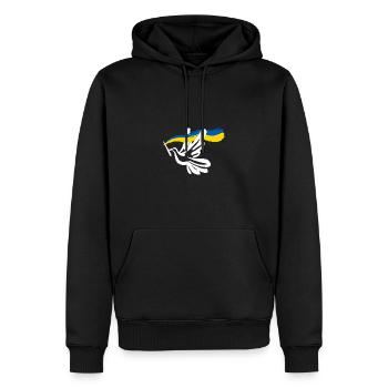 Solidarité et paix pour l’Ukraine - Sweat à capuche Premium bio Homme - noir - Devant - Nico (187cm)