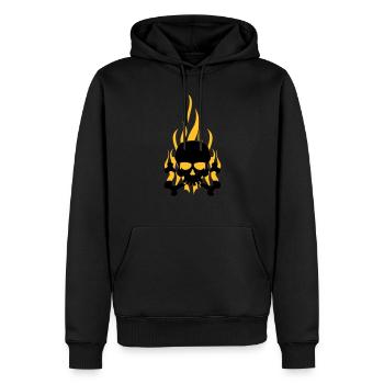 skull_flames - Sweat à capuche Premium bio Homme - noir - Devant - Nico (187cm)