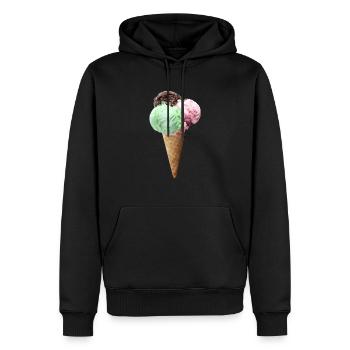cornet de glace - Sweat à capuche Premium bio Homme - noir - Devant - Nico (187cm)