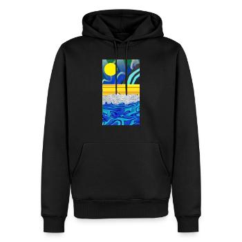mer, sable, ciel, paysage de graffitis solaires - Sweat à capuche Premium bio Homme - noir - Devant - Nico (187cm)