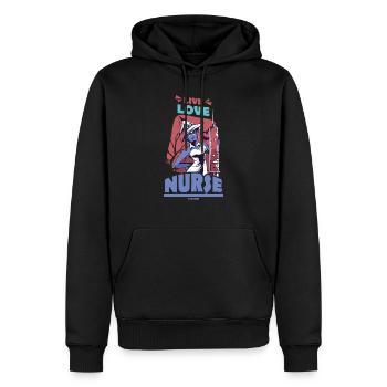 Live Love Nurse - Men’s Premium Organic Hoodie - black - Front - Nico (187cm)