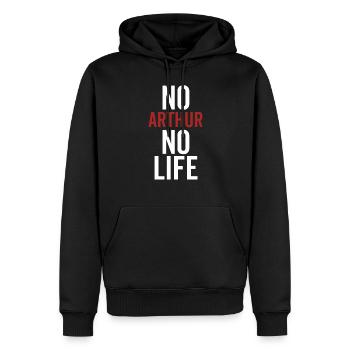 Pas d’Arthur Pas de vie - Sweat à capuche Premium bio Homme - noir - Devant - Nico (187cm)