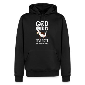 God Is Great Cows Are Good And People Are Crazy - Männer Premium Bio Hoodie - Schwarz - Vorne - Nico (187cm)