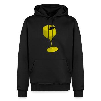 Un verre en or. - Sweat à capuche Premium bio Homme - noir - Devant - Nico (187cm)