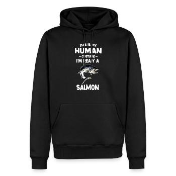 This is My Human Costume I m Really A Salamon - Men’s Premium Organic Hoodie - black - Front - Nico (187cm)