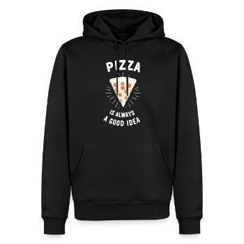 Pizza ist immer eine gute Idee - Männer Premium Bio Hoodie - Schwarz - Vorne - Nico (187cm)