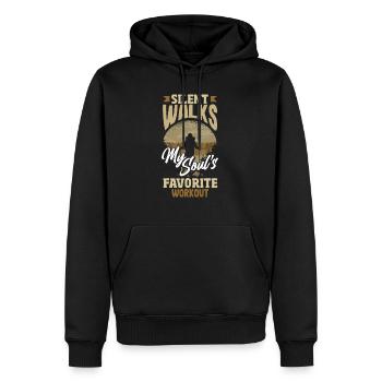 Silent Walks My Soul's Favorite Workout Hiking - Männer Premium Bio Hoodie - Schwarz - Vorne - Nico (187cm)