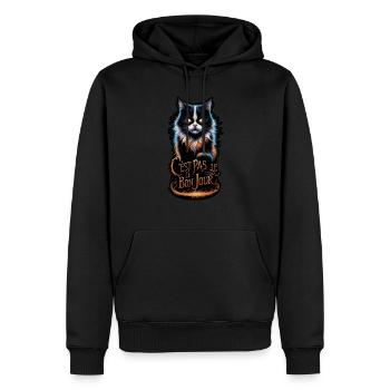 Chat en colere - pas le bon jour - Sweat à capuche Premium bio Homme - noir - Devant - Nico (187cm)