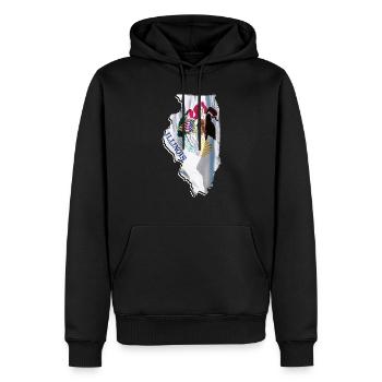 Illinois (États-Unis) | Drapeau réel | Carte des drapeaux - Sweat à capuche Premium bio Homme - noir - Devant - Nico (187cm)