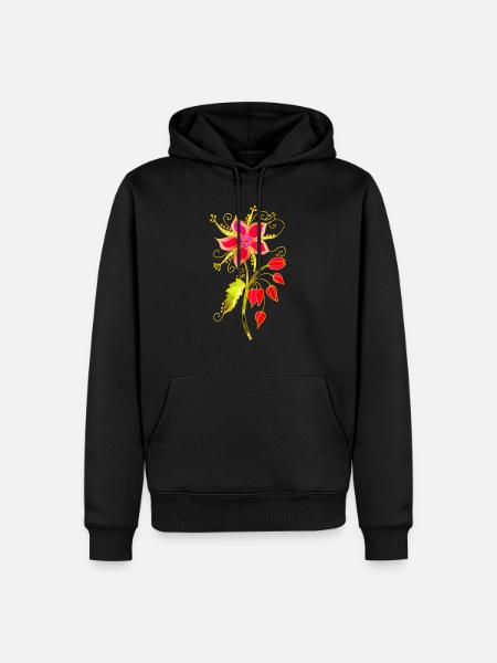 Fleur - Sweat à capuche Premium bio Homme - noir