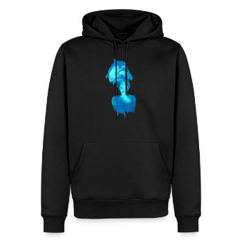 delfin, harmonie, woman, watercolor, painting, fish - Men’s Premium Organic Hoodie - black - Front - Nico (187cm)