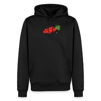 Groseille rouge sur une branche avec une feuille verte de thé - Sweat à capuche Premium bio Homme - noir - Devant - Nico (187cm)