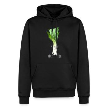 Lauch - Der Gewichtheber - Männer Premium Bio Hoodie - Schwarz - Vorne - Nico (187cm)