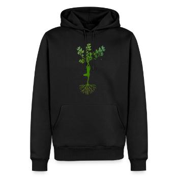 Vrksasana Yoga Pose D'arbre - Sweat à capuche Premium bio Homme - noir - Devant - Nico (187cm)