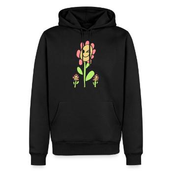 flower with cheerful face - Men’s Premium Organic Hoodie - black - Front - Nico (187cm)
