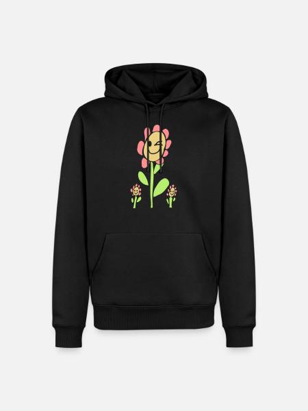 flower with cheerful face - Men’s Premium Organic Hoodie - black