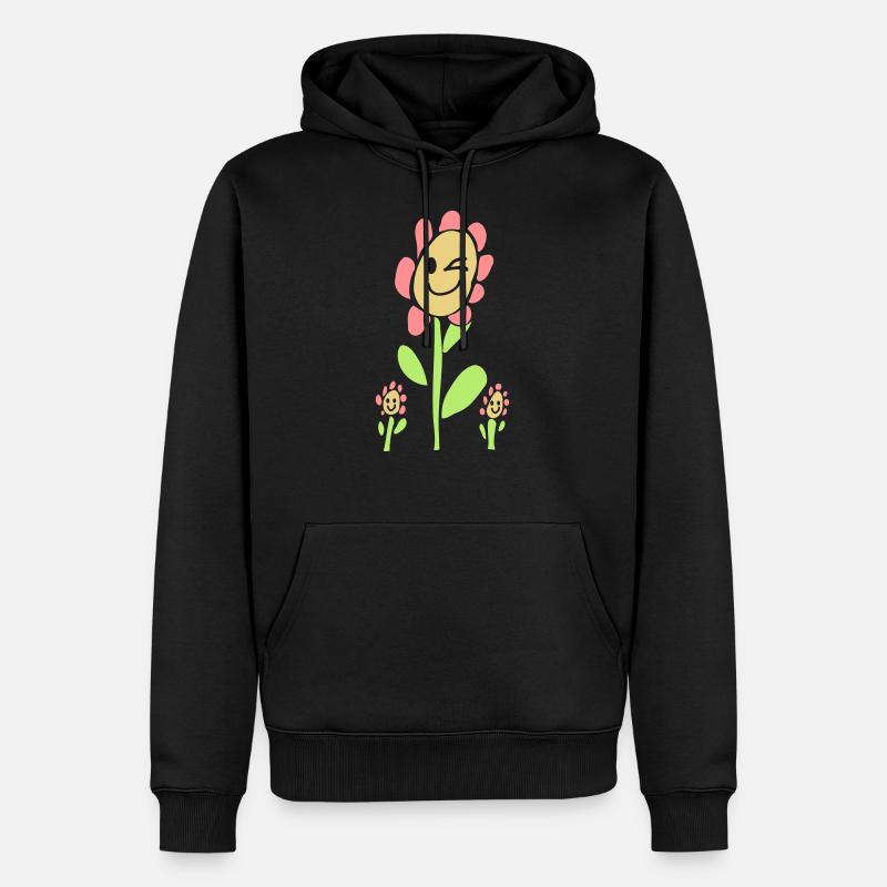 fleur au visage joyeux - Sweat à capuche Premium bio Homme - noir