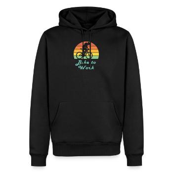 Bike to Work Retro Sunset Fahrrad - Männer Premium Bio Hoodie - Schwarz - Vorne - Nico (187cm)