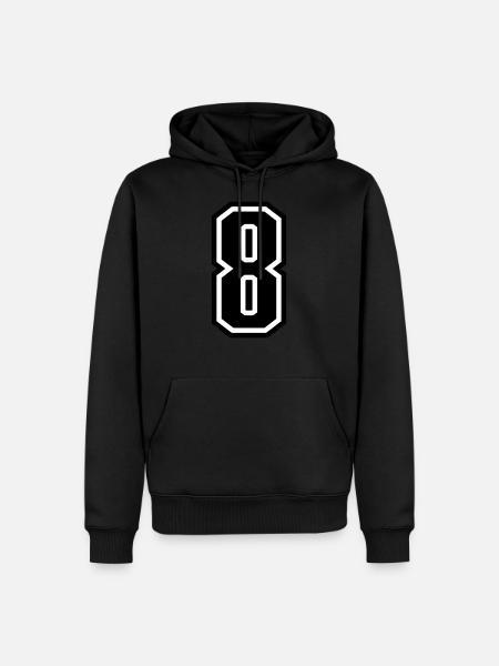 8 - Numéro 8 - Numéro de maillot bicolore changement de couleur - Sweat à capuche Premium bio Homme - noir