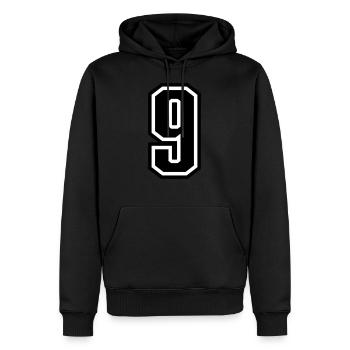 9 - Zahl 9 - Trikotnummer zweifarbig farbe ändern - Männer Premium Bio Hoodie - Schwarz - Vorne - Nico (187cm)