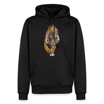 Motif tigre prédateur motif animal - Sweat à capuche Premium bio Homme - noir - Devant - Nico (187cm)
