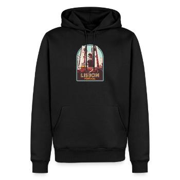 Lisbonne, belle ville Portugal cathedrale tramway - Sweat à capuche Premium bio Homme - noir - Devant - Nico (187cm)
