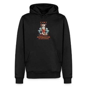 Schlaue Katze mit Lesebrille - Männer Premium Bio Hoodie - Schwarz - Vorne - Nico (187cm)