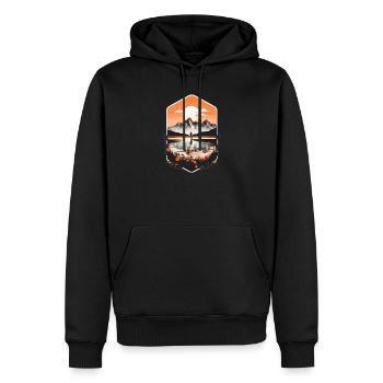 Voyage d’aventure - Sweat à capuche Premium bio Homme - noir - Devant - Nico (187cm)