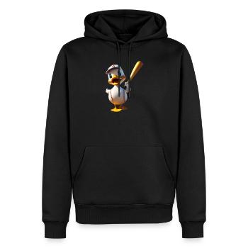Dessin animé de baseball batteur de canard - Sweat à capuche Premium bio Homme - noir - Devant - Nico (187cm)
