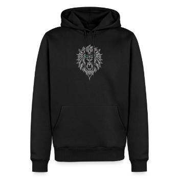 Löwe Blaue Augen Tribal - Männer Premium Bio Hoodie - Schwarz - Vorne - Nico (187cm)