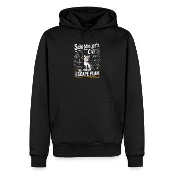 Chat Schrödinger : le plan d’évasion - Sweat à capuche Premium bio Homme - noir - Devant - Nico (187cm)