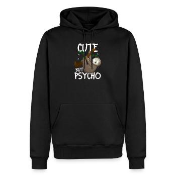 Paresseux mignon mais psychopathe fou - Sweat à capuche Premium bio Homme - noir - Devant - Nico (187cm)