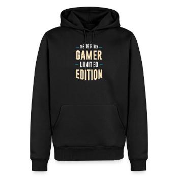 Gamer Limited Edition – Einzigartige Typografie - Männer Premium Bio Hoodie - Schwarz - Vorne - Nico (187cm)