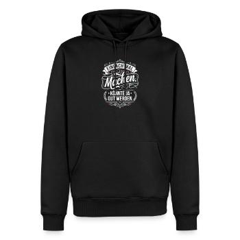 Einfach mal machen Spruch Vintage Style - Männer Premium Bio Hoodie - Schwarz - Vorne - Nico (187cm)