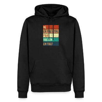 Né en Bretagne Fier Breton - Sweat à capuche Premium bio Homme - noir - Devant - Nico (187cm)