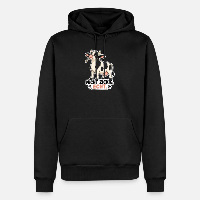 Kuh „Nicht schwierig. Echt.“ – Lustiges Statement - Männer Premium Bio Hoodie - Schwarz